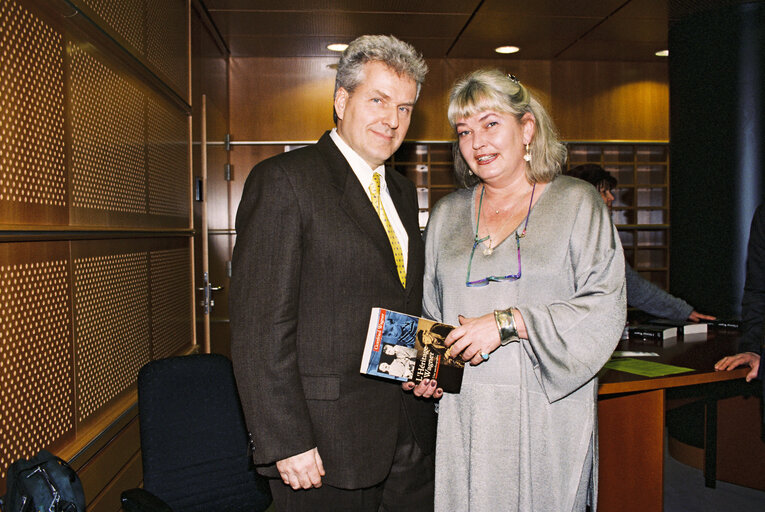 Photo 13: German multimedia director and publicist Gottfried WAGNER presents his book entitled L'heritage Wagner - Une autobiographie in Brussels