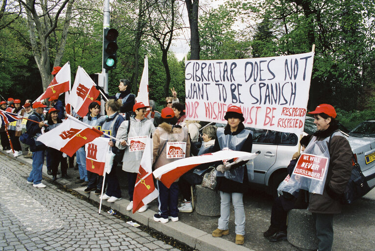 Demonstration outside the EP in Strasbourg for the recognition of the Gibraltar status