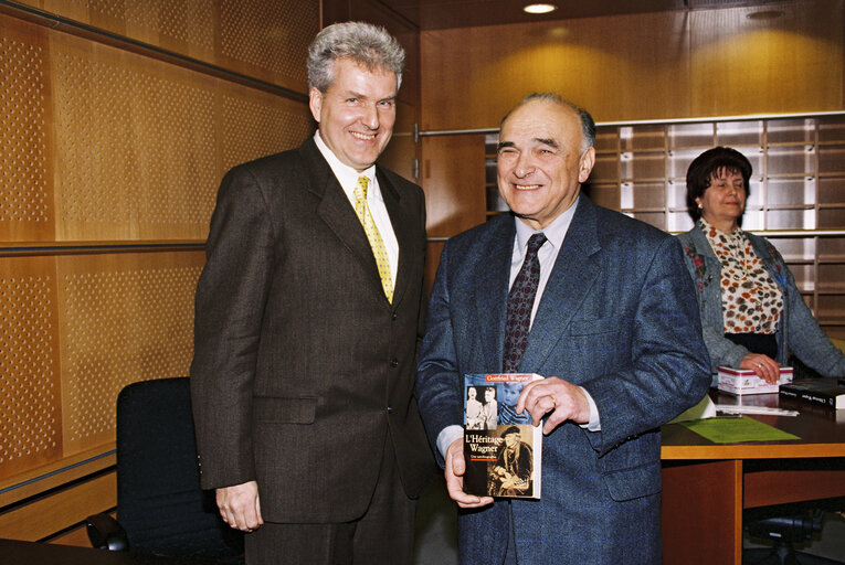 Photo 1: German multimedia director and publicist Gottfried WAGNER presents his book entitled L'heritage Wagner - Une autobiographie in Brussels