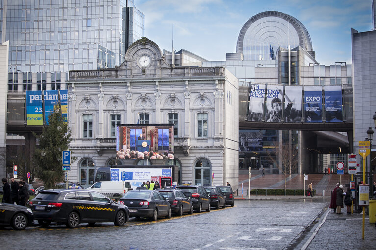 Photo 6 : Nobel Peace Prize ceremony: broadcast set up at EP in Brussels