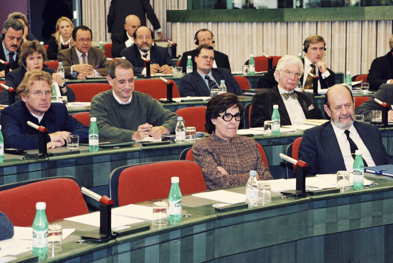 Zdjęcie 16: Concepcio FERRER, Jose Maria GIL-ROBLES GIL-DELGADO during a meeting on the European Constitution in Strasbourg in October 1999.