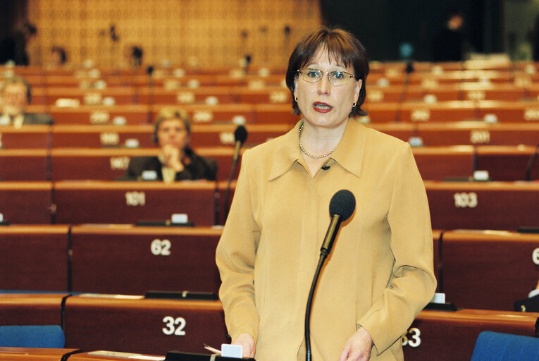 Fotagrafa 4: MEP Riitta MYLLER speaks in plenary session in Strasbourg