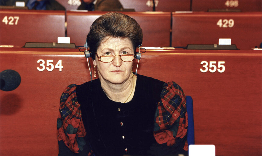 Fotó 2: SCHIERHUBER Agnes in the hemicycle of the European Parliament in Strasbourg in January 1996