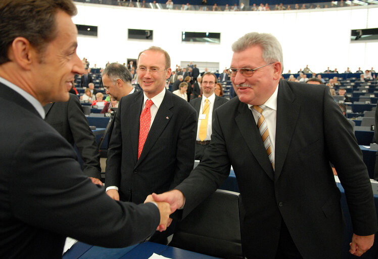 Formal sitting during the visit of  the President of France to the EP.