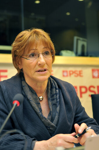 Fotagrafa 2: Christa PRETS MEP in a meeting at the EP in Brussels.