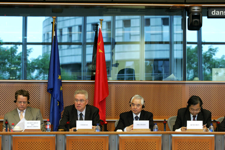 Fotografie 9: EU-China Interparliamentary Meeting - Representatives from the National People's Congress meet MEPs in Brussels. The meeting, co-chaired by EP Delegation Chair and by the Vice Chairman of the Foreign Affairs Committee of the National People's Congress, tackles political issues such as regional security and human rights, and economic issues such as agricultural policy and the international financial situation