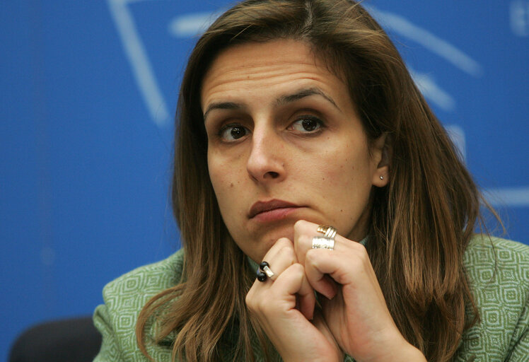 MEP Jamila MADEIRA attends a news conference in Strasbourg