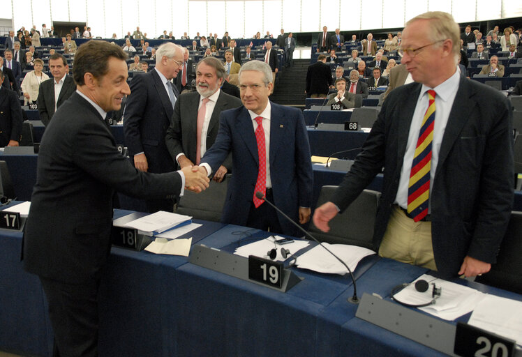 Foto 39: Formal sitting during the visit of  the President of France to the EP.