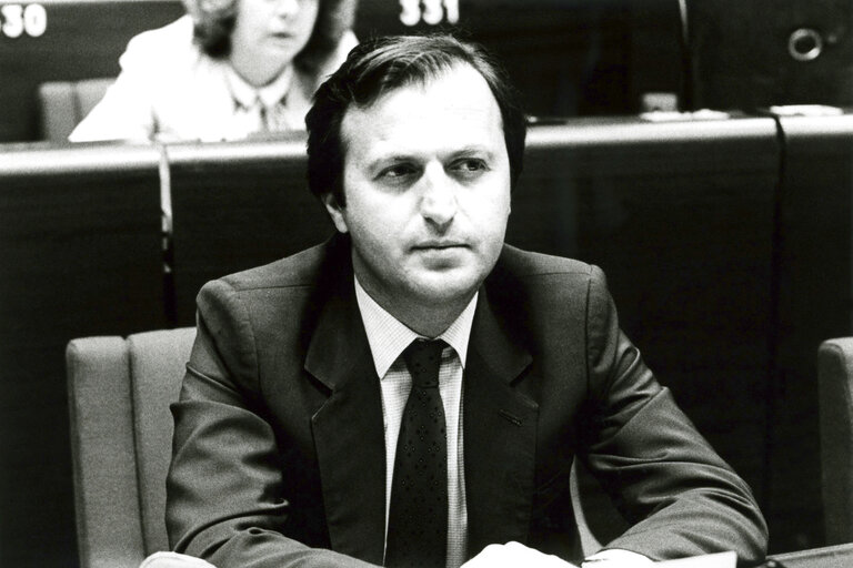 Antonios Georgiadis in the hemicycle of the European Parliament in August 1982