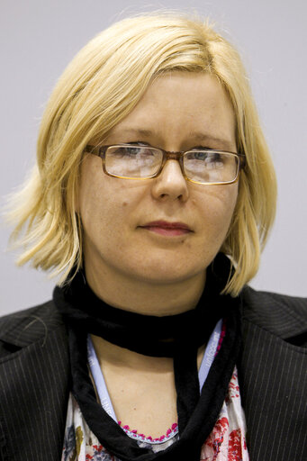 Fotó 38: Ulriikka Aarnio ( senior policy officer un climate negotiations) is seen during a meeting  European Parliament Delegation with NGOs during the United Nations Climate Change conference in Doha, Qatar, Tuesday, Dec.4, 2012 .