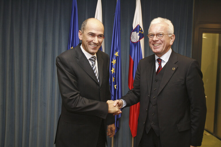 Photo 1 : EP President and Conference of Presidents pay on an official visit to Slovenia - Meeting with Slovenian Prime Minister