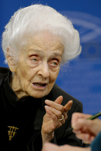 The European Parliament receives Nobel prize winners at the EP in Brussels.