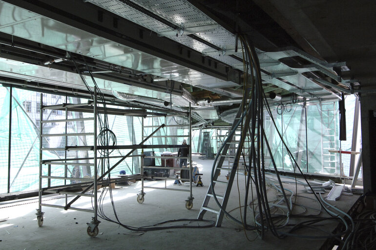 Ongoing construction works at the EP building in Brussels.