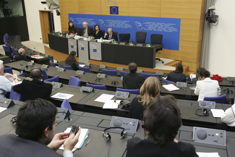 Foto 1: Press conference in Strasbourg - Ratification of the convention concerning seafarers' working time