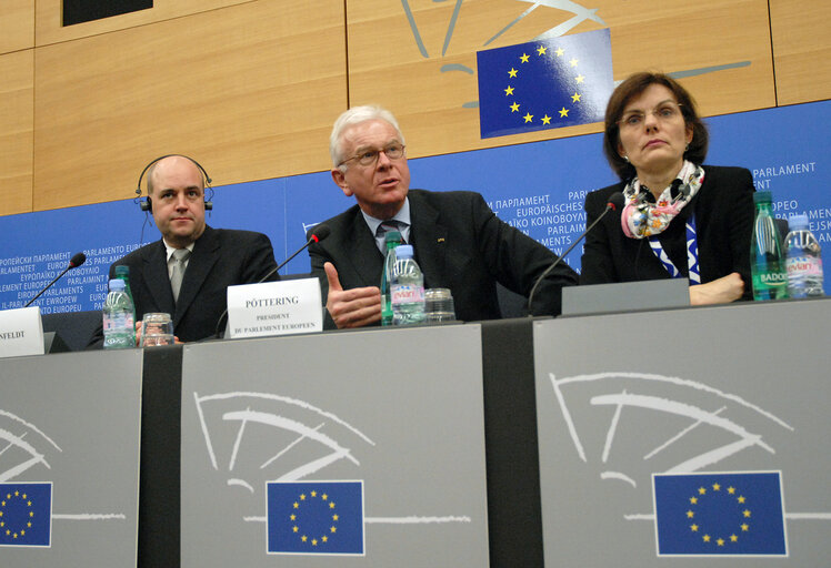 Press conference following the visit of the Swedish Prime Minister to the EP.