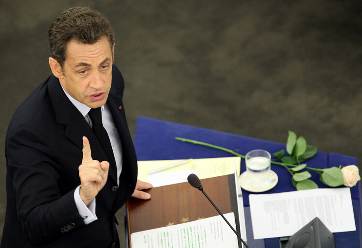 Formal sitting during the visit of  the President of France to the EP.