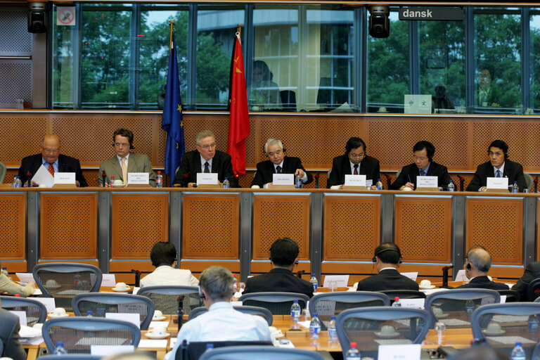 Fotografie 8: EU-China Interparliamentary Meeting - Representatives from the National People's Congress meet MEPs in Brussels. The meeting, co-chaired by EP Delegation Chair and by the Vice Chairman of the Foreign Affairs Committee of the National People's Congress, tackles political issues such as regional security and human rights, and economic issues such as agricultural policy and the international financial situation