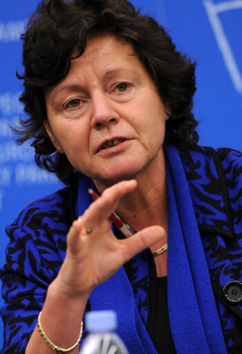 MEP Dorette CORBEY attends a news conference in Strasbourg