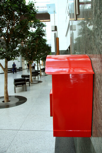 Mail box and post office at the EP in Brussels.