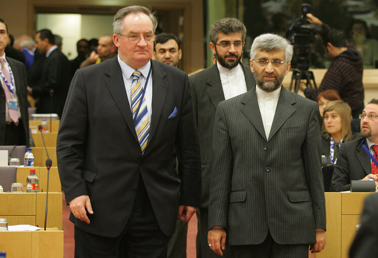 Fotografija 9: AFET committee meeting with the Secretary General of the Supreme National Security Council of the Islamic Republic of Iran.