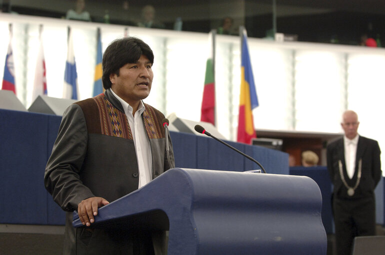 Fotogrāfija 26: Plenary session - Address by Juan Evo Morales Ayma, President of Bolivia