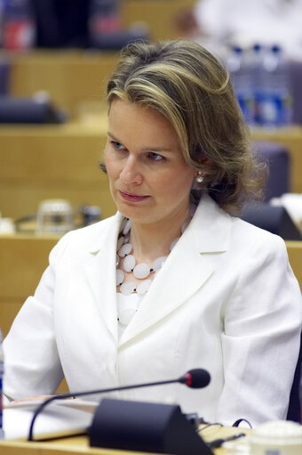 Suriet 1: Princess Mathilde of Belgium attends a meeting in Brussels