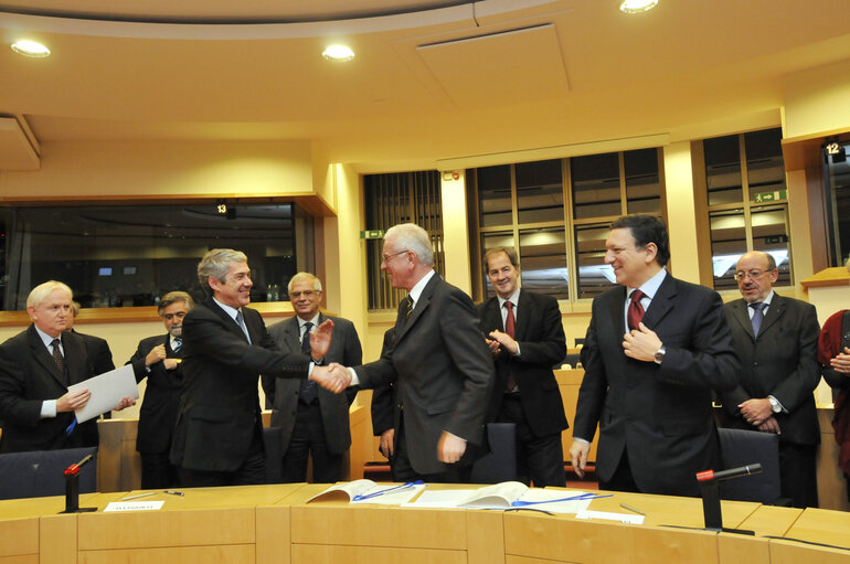 Photo 10: Official signing of LEX, European legislation into law, on Political Parties and on Humanitarian Aid