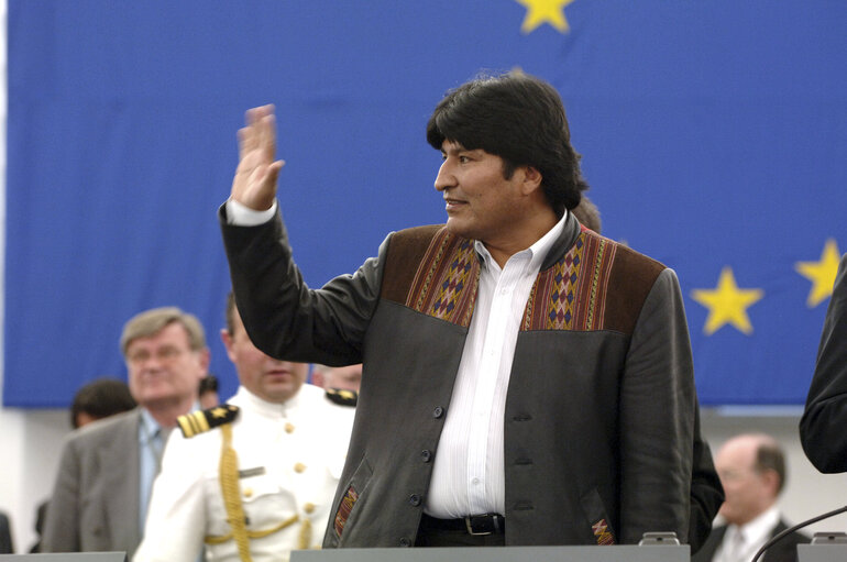 Fotogrāfija 28: Plenary session - Address by Juan Evo Morales Ayma, President of Bolivia