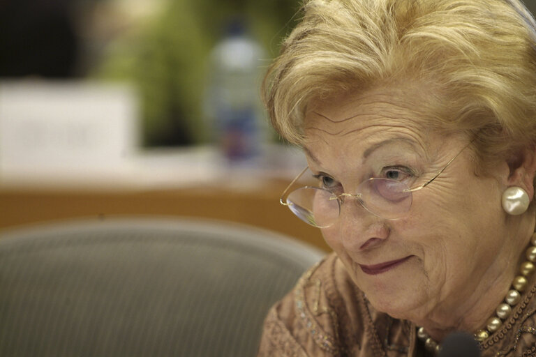 Foto 3: Astrid LULLING in a meeting at the EP in Brussels.