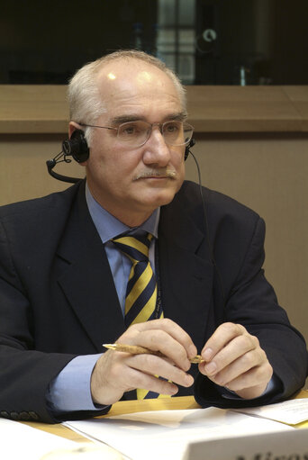 Miroslav MIKOLASIK in a meeting at the EP in Brussels.