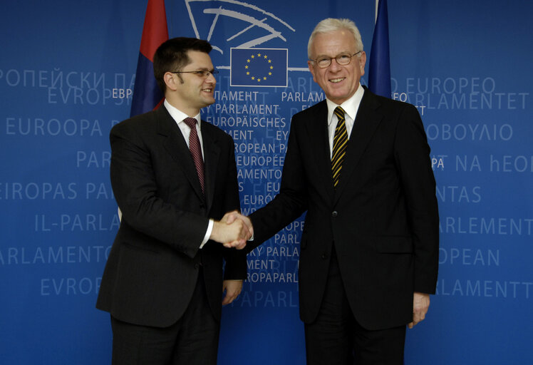 Fotogrāfija 4: Hans Gert POETTERING - EP President meets with Vuk JEREMIC, Foreign Minister of Serbia.