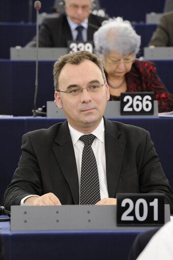 Fotagrafa 6: Filip KACZMAREK during votes at the plenary session in Strasbourg