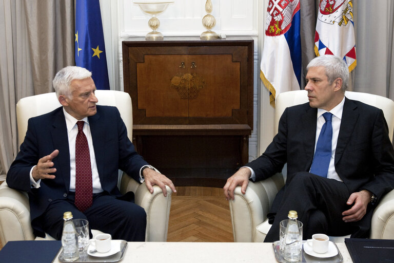 Jerzy Buzek, on the left with Boris Tadic, President of the Republic of Serbia