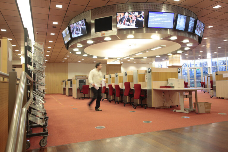 Pressroom of the European Parliament in Brussels