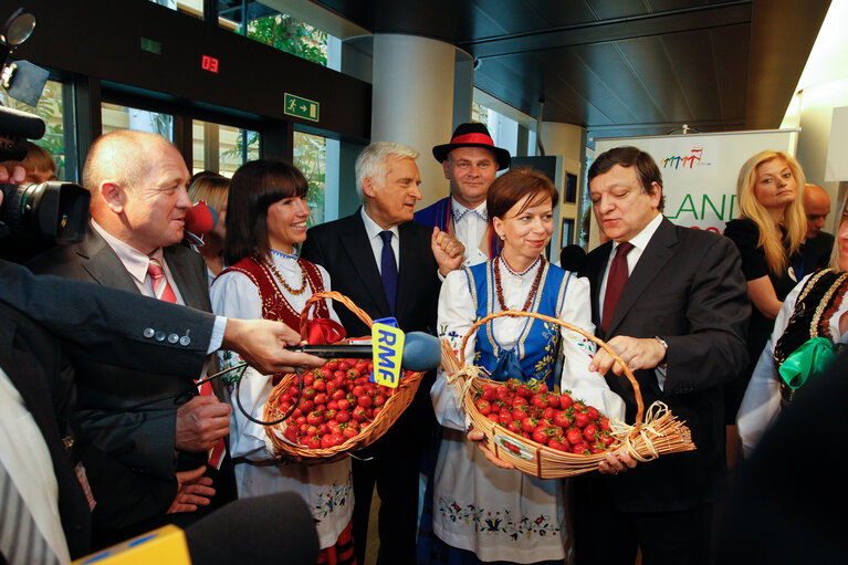 Fotografija 1: Polish strawberries distribution with EP President and Polish Prime Minister