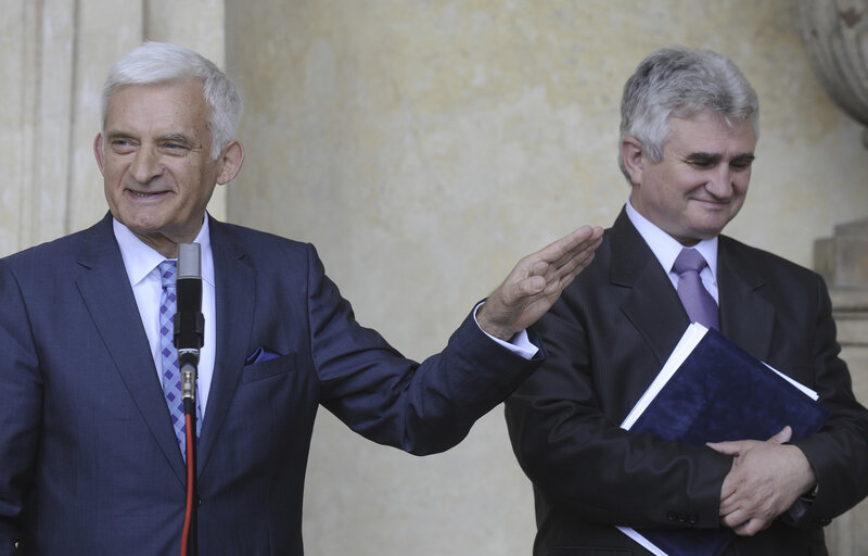 Foto 3: EP President and President of Czech Senate during their joint press conference in Czech Senate