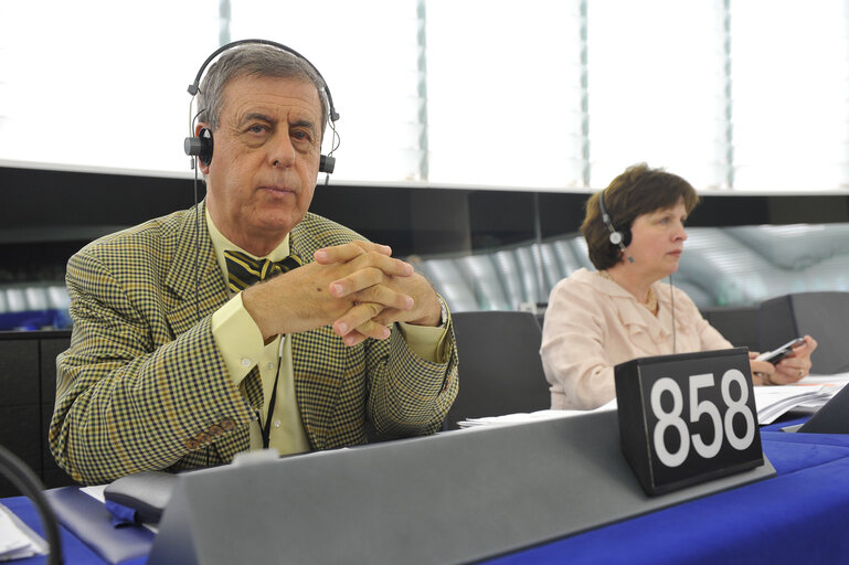 Fotografia 6: Portrait of Francisco SOSA WAGNER during the votes in Plenary Session in Strasbourg - Week 27