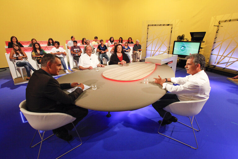 Photo 1: TV studio - Broadcast recording with Greek MEPs