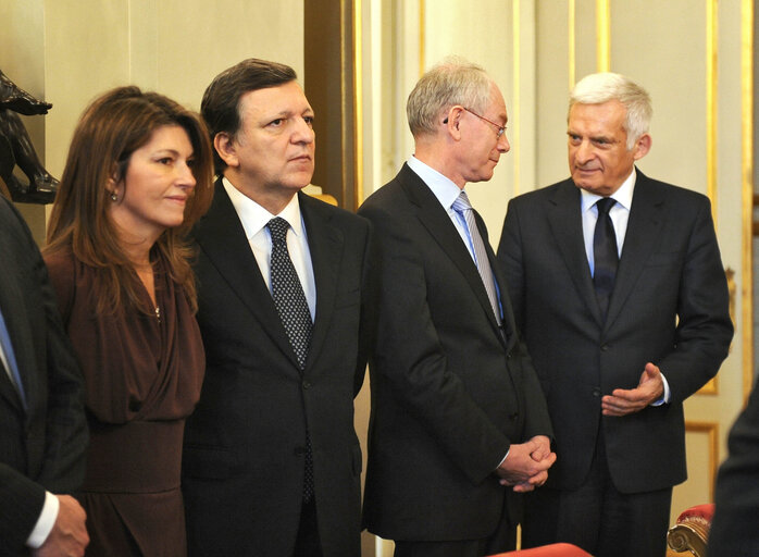 Valokuva 5: European Institutions leaders attend a New Year reception of the Belgian Royal family at the Royal Palace of Brusserls