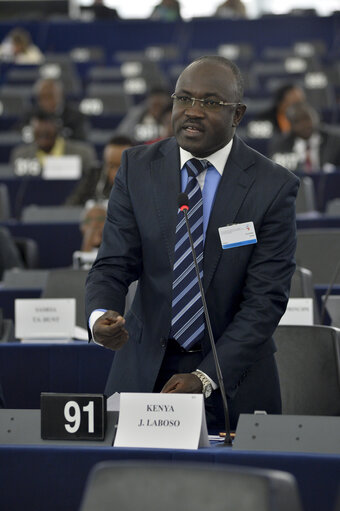 Photo 28 : 28th ACP-EU Joint Parliamentary assembly in Strasbourg  Sitting ' The social and economic consequences of malnutrition in ACP countries '  Statement of Commissioner in charge of international cooperation and development