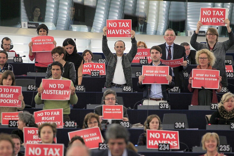 Action GUE/NGL in Plenary chamber
