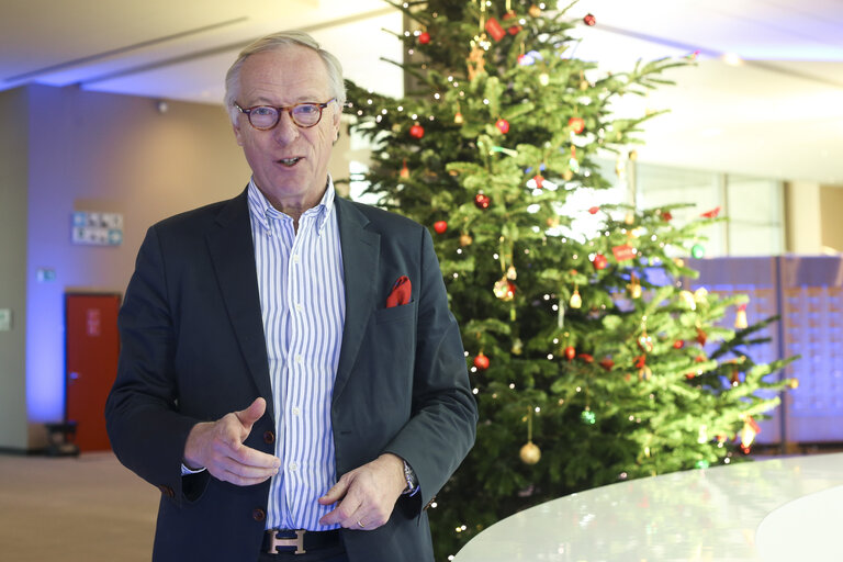 Fotagrafa 4: MEP Gunnar HOKMARK next to the EP Christmas Tree