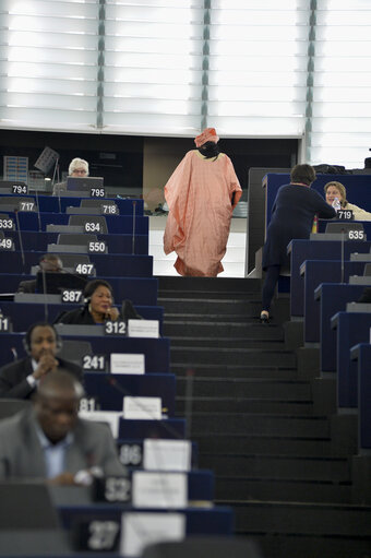 Photo 10 : 28th ACP-EU Joint Parliamentary assembly in Strasbourg  Sitting ' The social and economic consequences of malnutrition in ACP countries '  Statement of Commissioner in charge of international cooperation and development