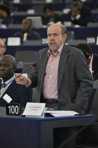 Photo 37 : 28th ACP-EU Joint Parliamentary assembly in Strasbourg  Sitting ' The social and economic consequences of malnutrition in ACP countries '  Statement of Commissioner in charge of international cooperation and development