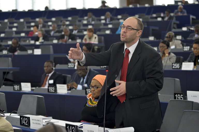 Photo 30 : 28th ACP-EU Joint Parliamentary assembly in Strasbourg  Sitting ' The social and economic consequences of malnutrition in ACP countries '  Statement of Commissioner in charge of international cooperation and development