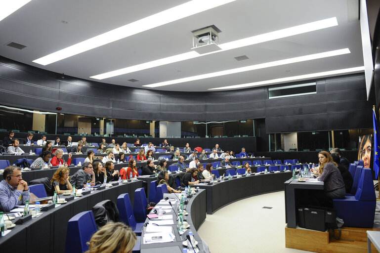 Panelists and audience at seminar for journalists of the Sakharov laureates