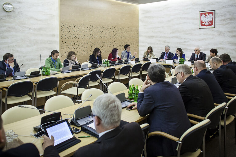 Fotografie 49: POLAND, Warsaw: European Parliament delegation is seen during meeting with Polish Parliament representatives