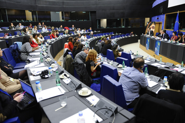 Fotografija 14: Panelists and audience at seminar for journalists of the Sakharov laureates