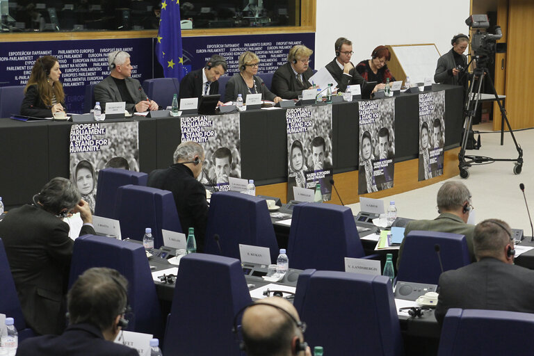 Fotografia 1: Joint meeting of the committee on foreign affairs, the committee on development and subcommittee on human rights, in association with the delegation for relations with Iran.  Exchange of views with the representatives of 2012 Sakharov prize laureates