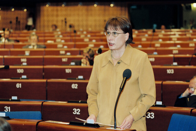 Fotagrafa 2: MEP Riitta MYLLER speaks in plenary session in Strasbourg